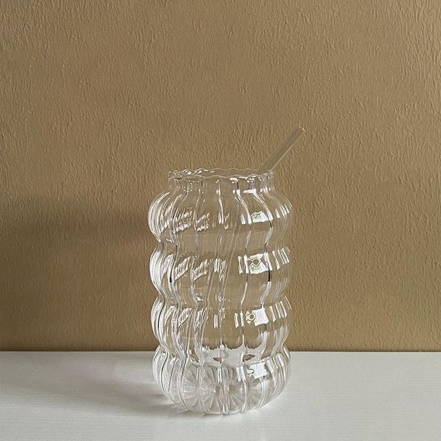 Ripple Water Glass - With Straw