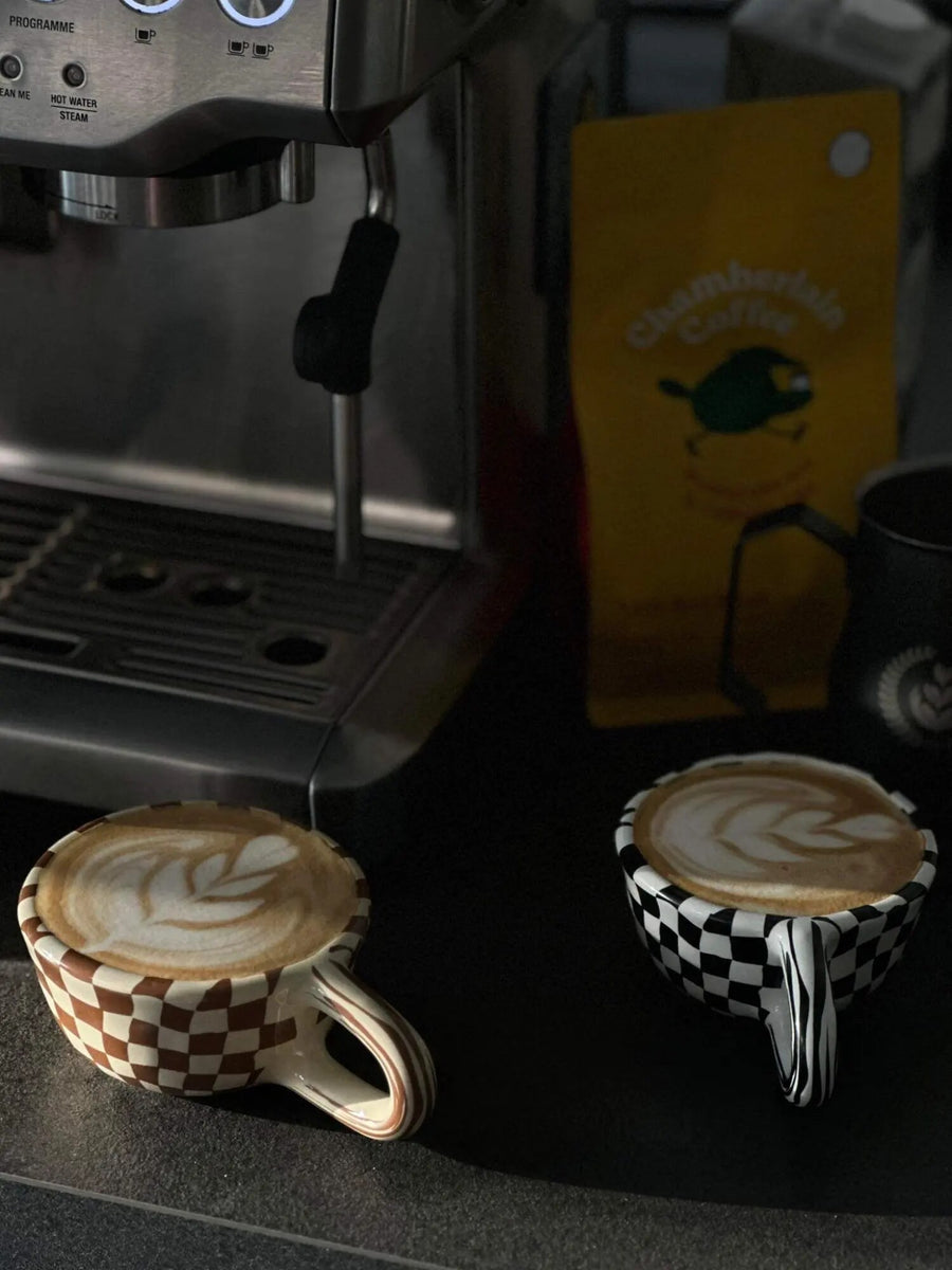 Ceramic Checkerboard Latte Mug