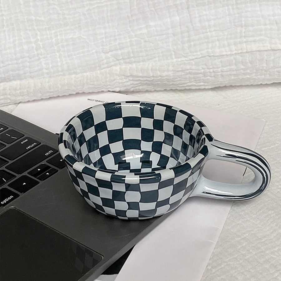 Ceramic Checkerboard Latte Mug