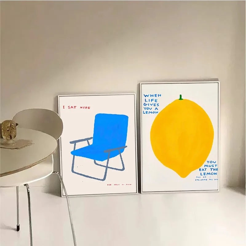 Lemon / Blue Chair Canvas Print