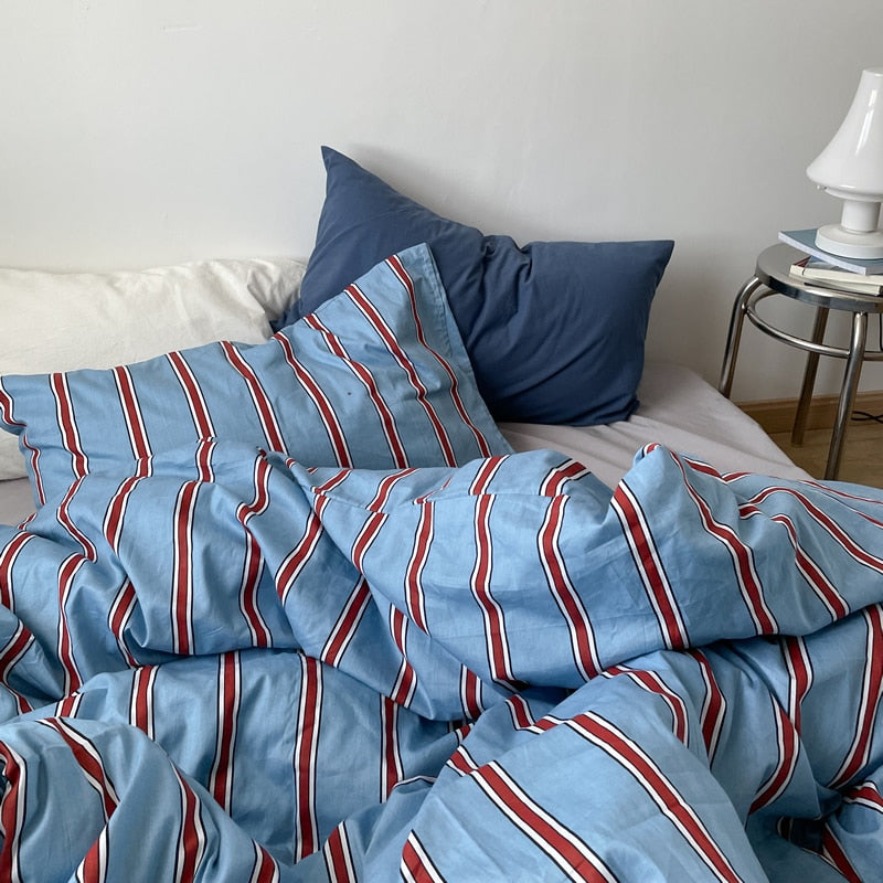 100% Cotton Blue Striped Duvet Cover