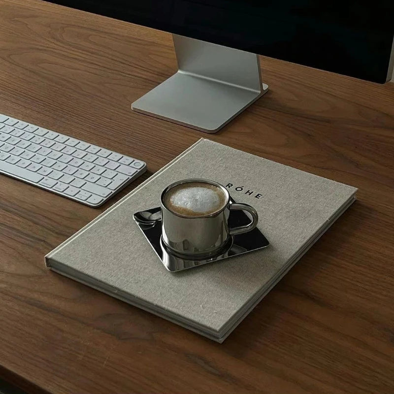 Stainless Steel Coffee Mug and Tray