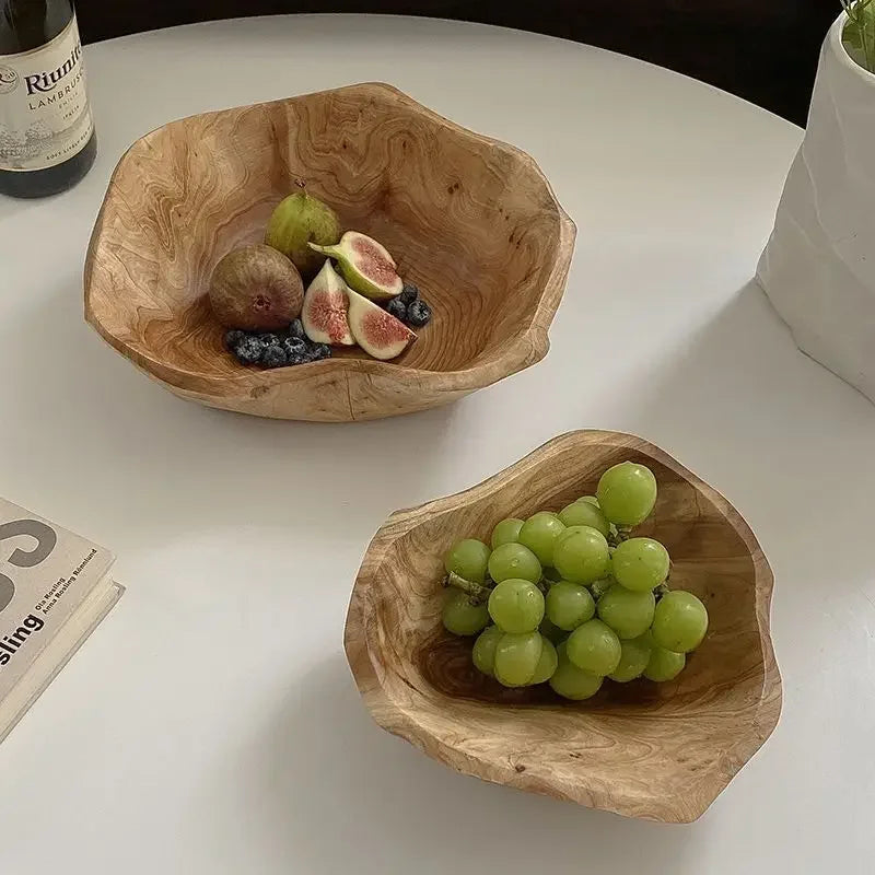 Natural Wood Irregular Fruit Bowl