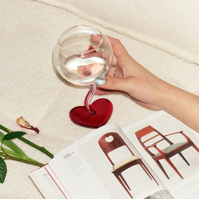 Red Heart Wine Glasses