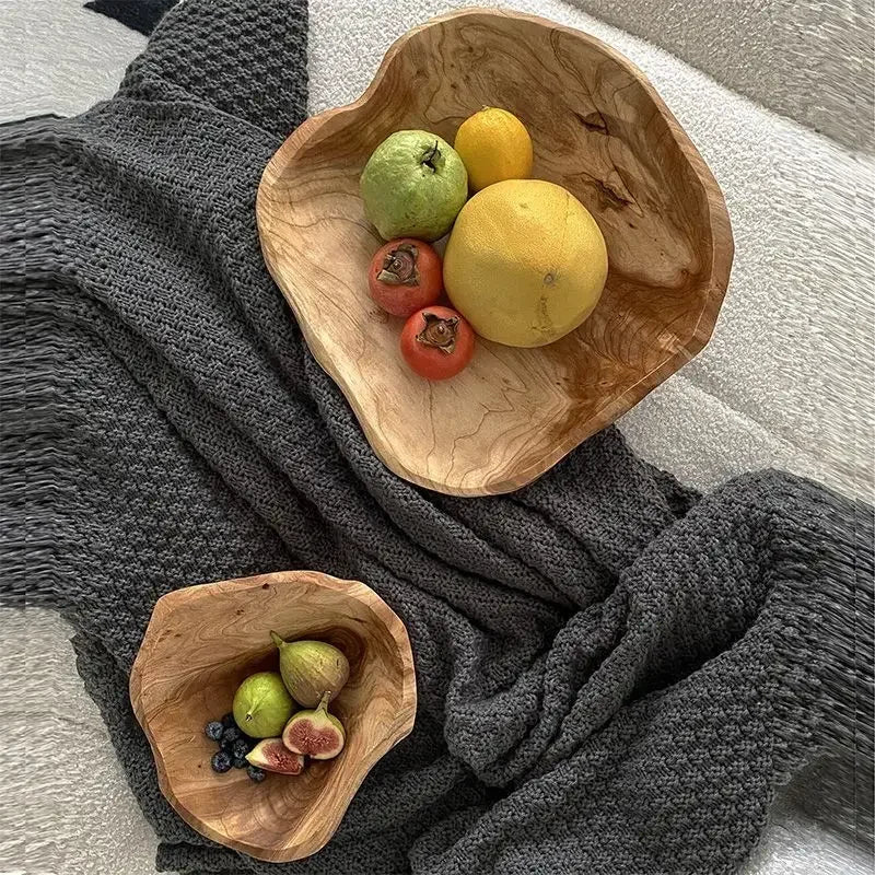 Natural Wood Irregular Fruit Bowl
