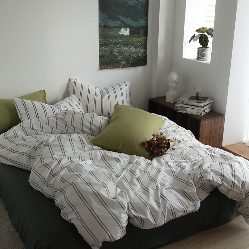 Green Striped Sheet Set