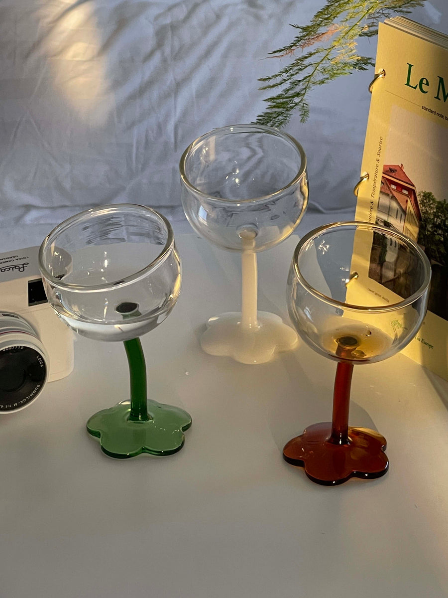 Crooked Flower Wine Glass