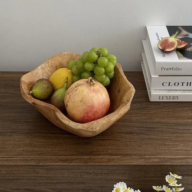 Natural Wood Irregular Fruit Bowl