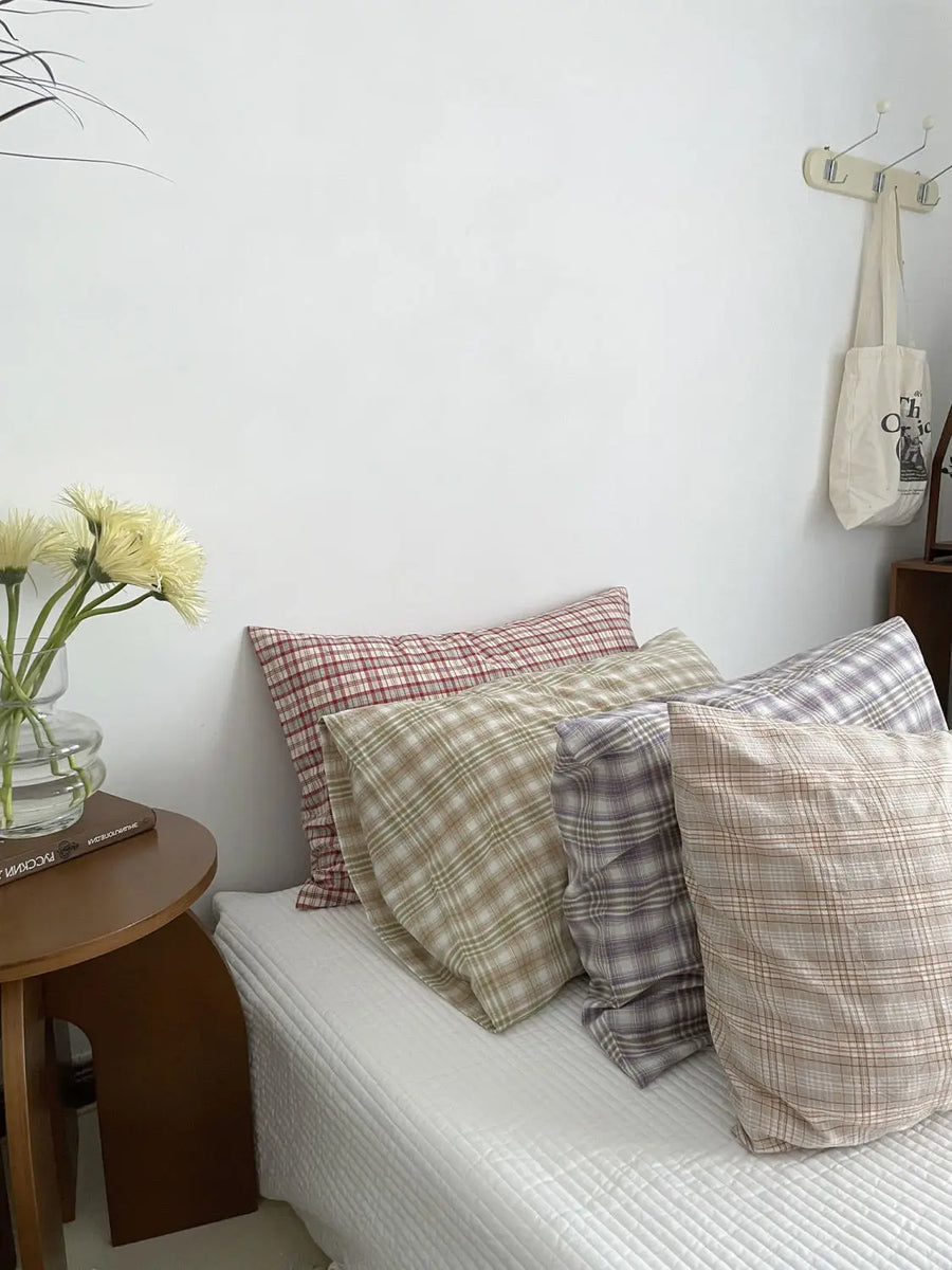 Cotton Plaid Pillow Case 1pc