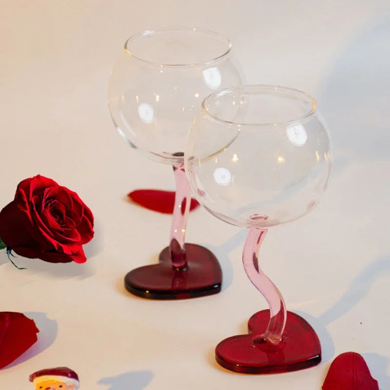 Red Heart Wine Glasses