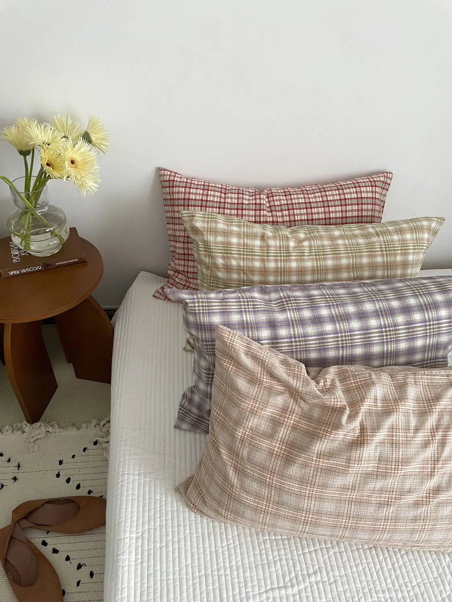 Cotton Plaid Pillow Case 1pc