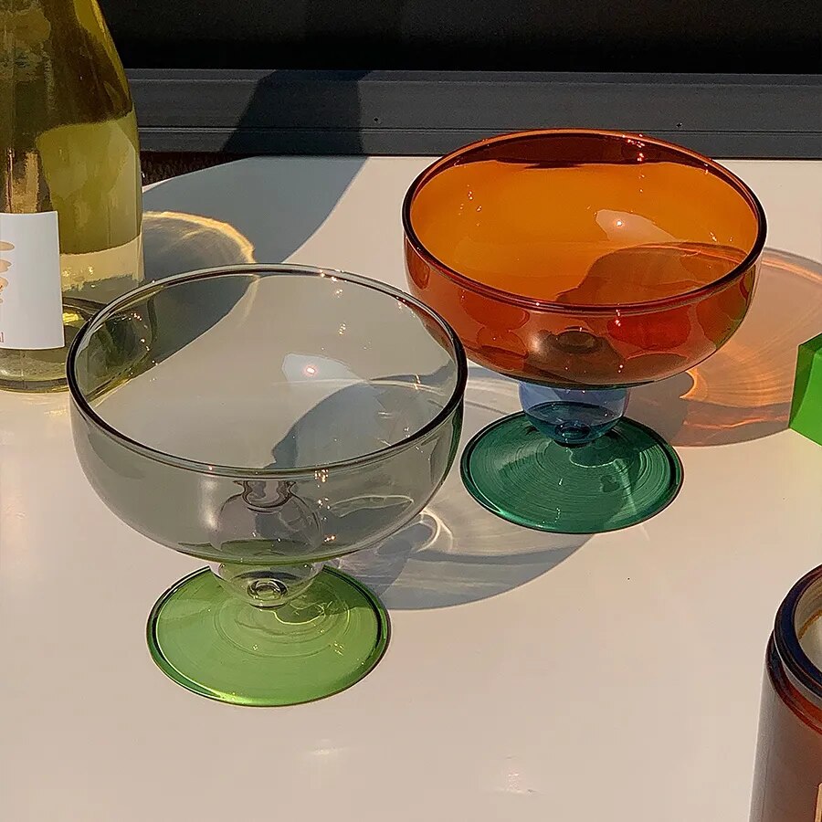 Colorful Glass Dessert Bowl