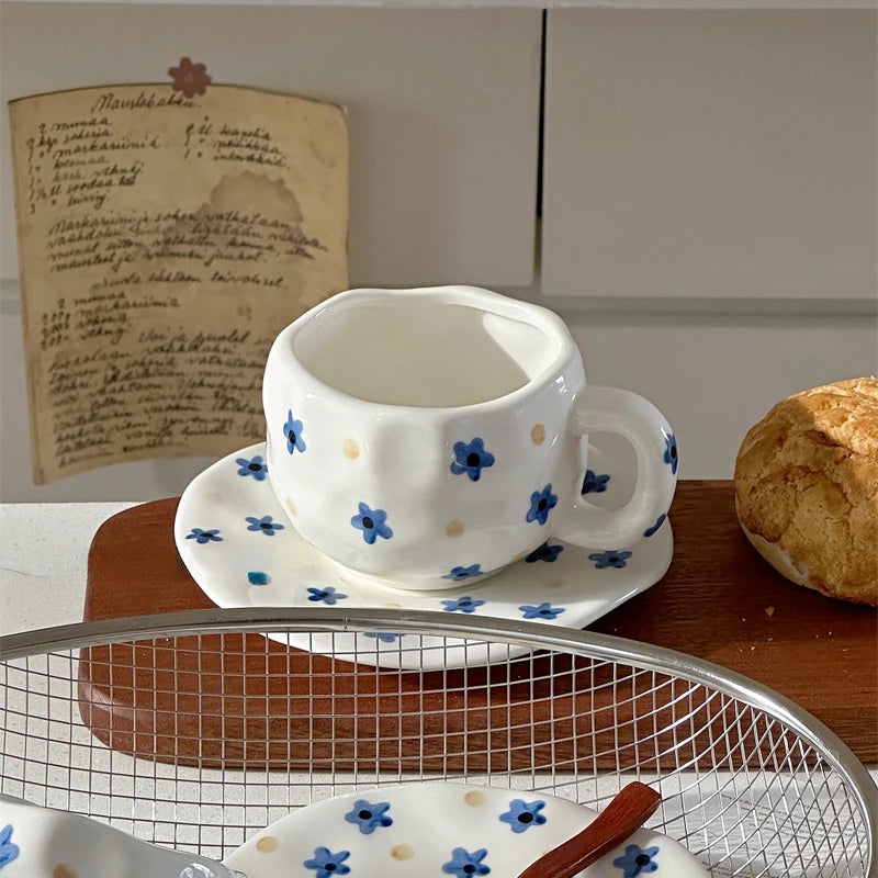 Blue Flower Ceramic Coffee Cup