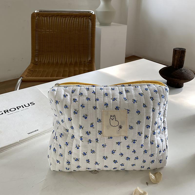 Floral Quilted Cosmetic Bag