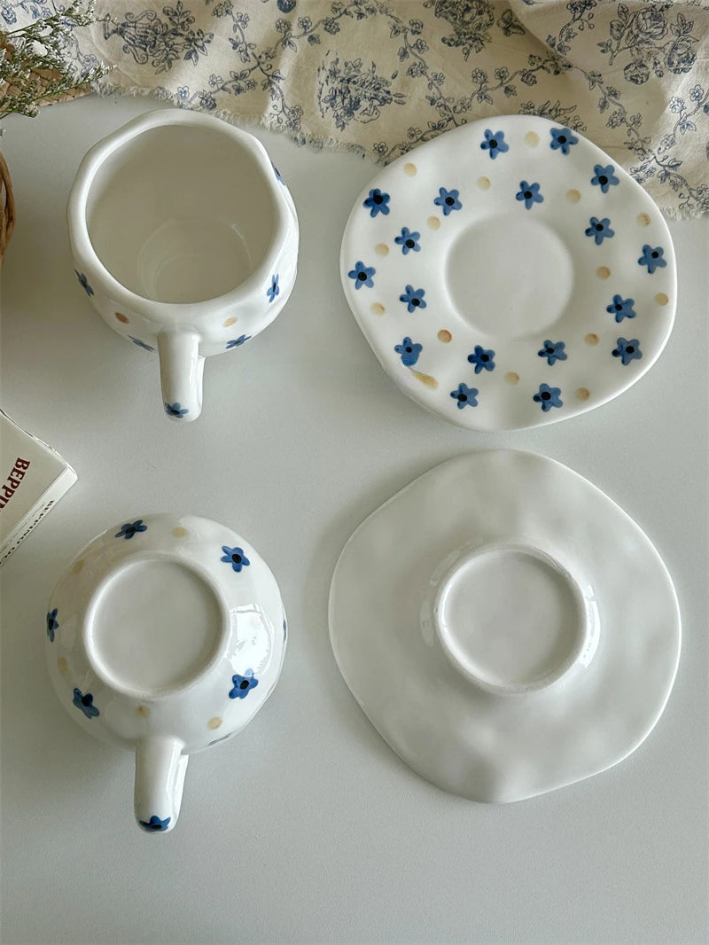 Blue Flower Ceramic Coffee Cup