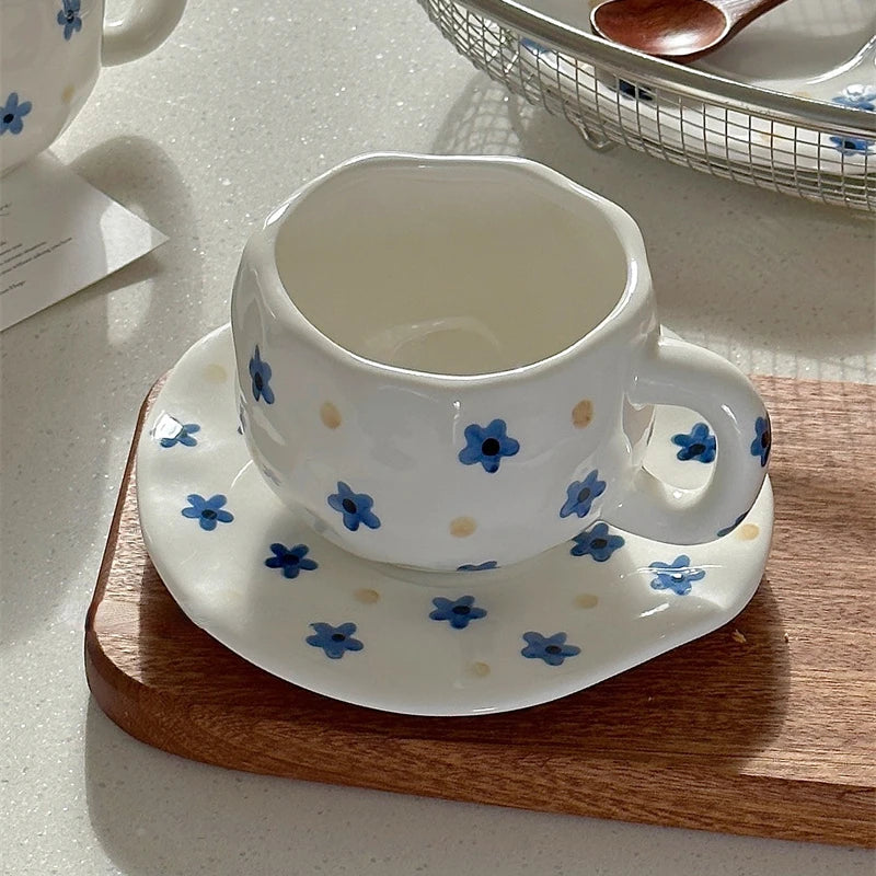 Blue Flower Ceramic Coffee Cup