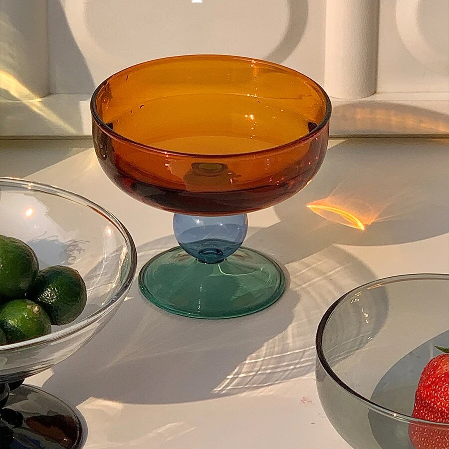Colorful Glass Dessert Bowl