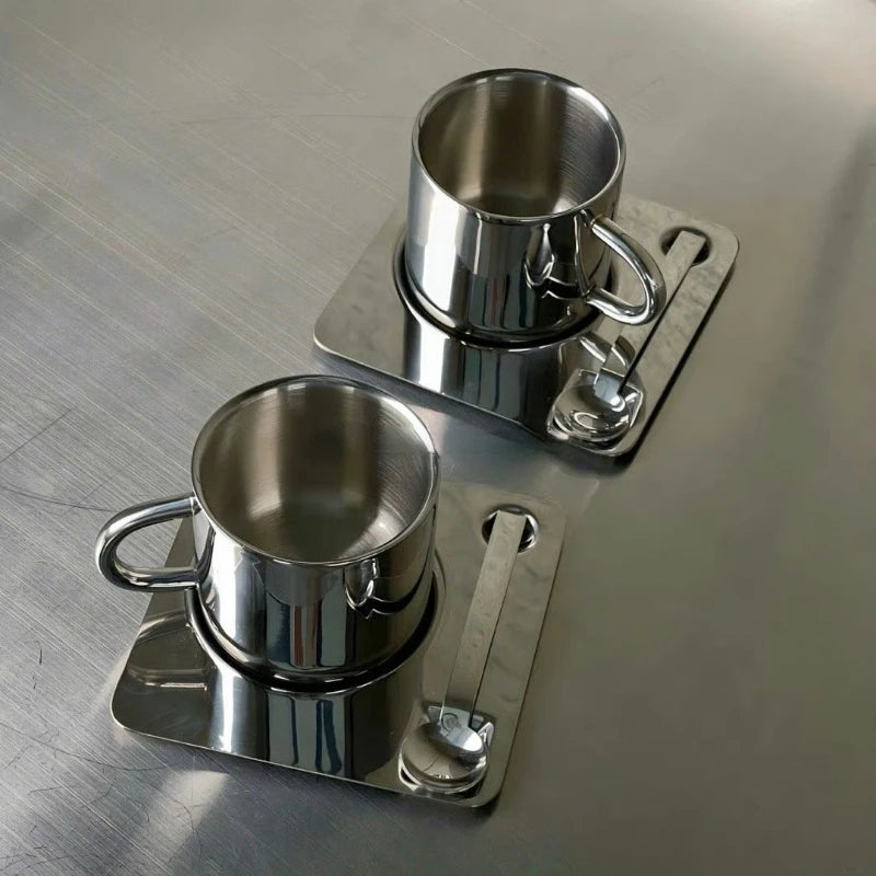 Stainless Steel Coffee Mug and Tray