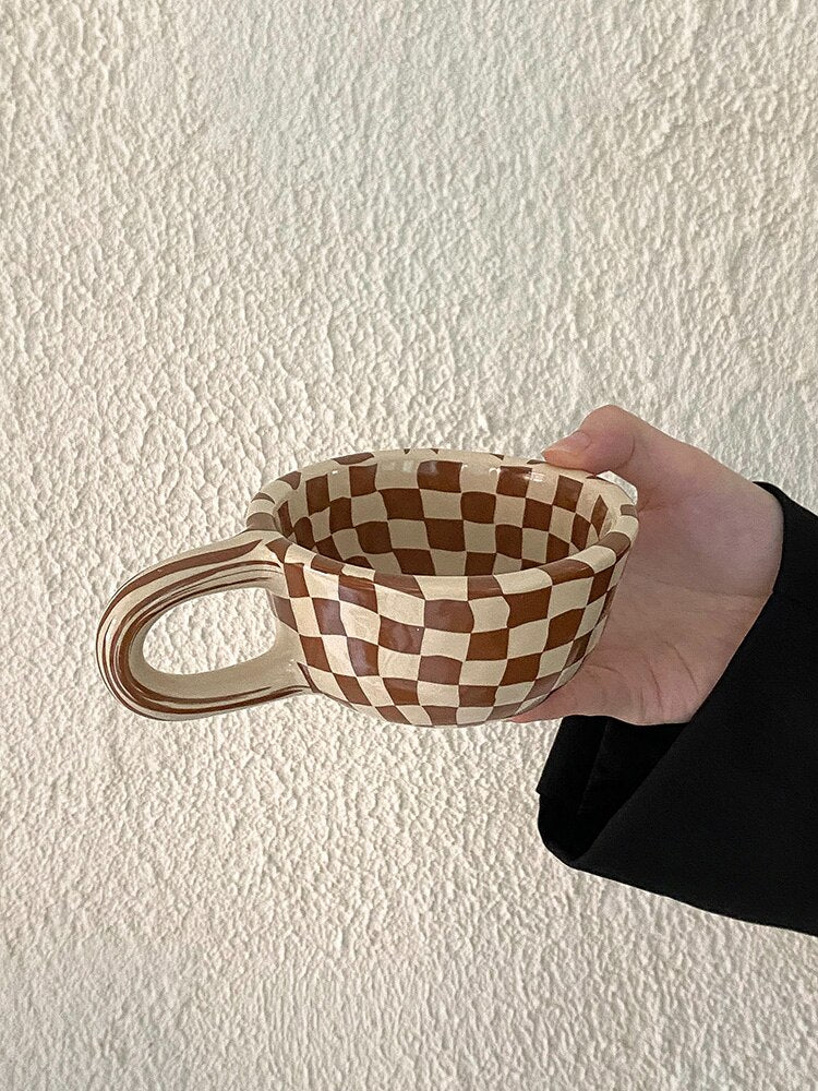 Ceramic Checkerboard Latte Mug