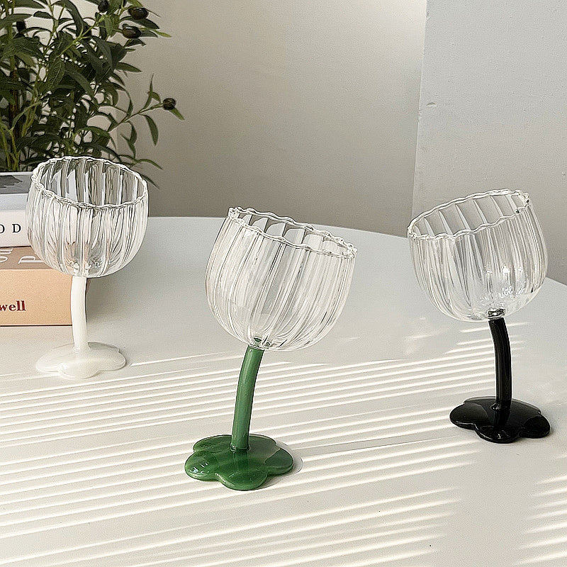 Crooked Flower Wine Glass