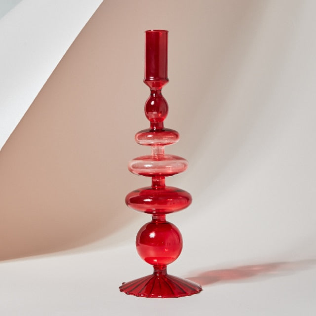 Retro Glass Candlestick Holder