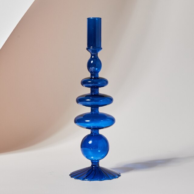 Retro Glass Candlestick Holder