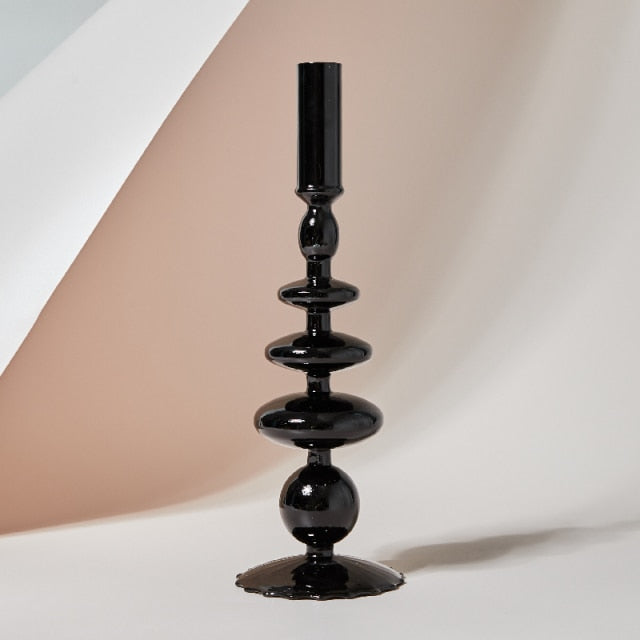 Retro Glass Candlestick Holder