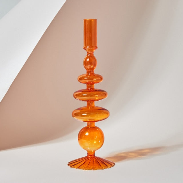 Retro Glass Candlestick Holder