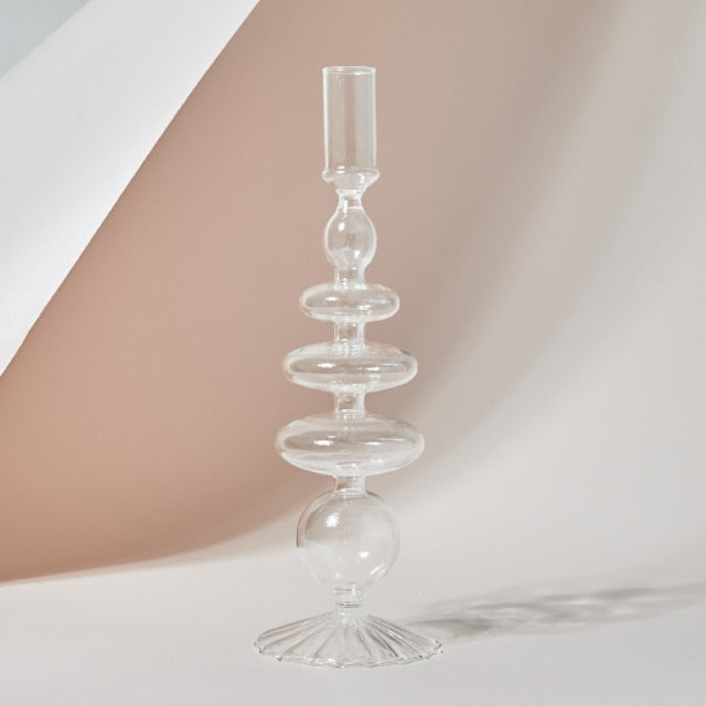 Retro Glass Candlestick Holder