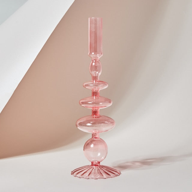 Retro Glass Candlestick Holder