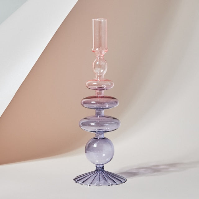 Retro Glass Candlestick Holder