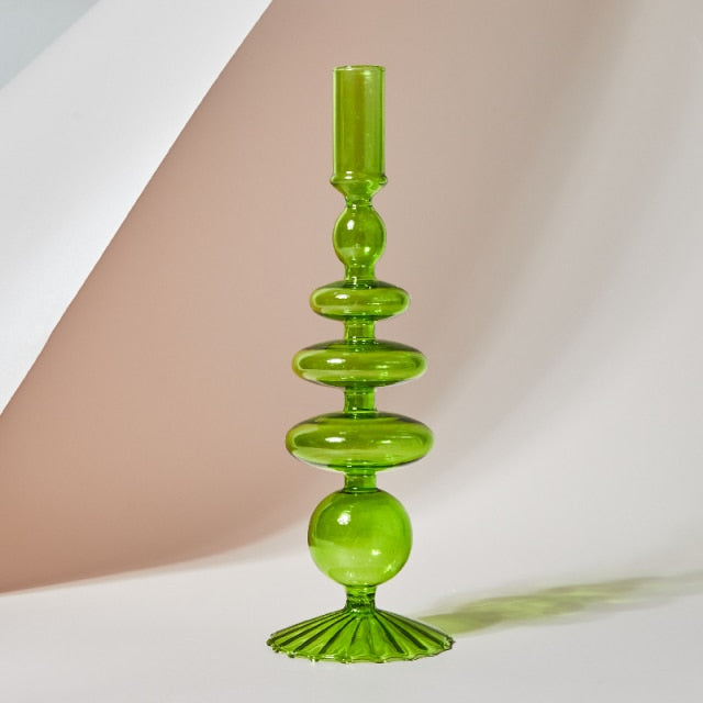 Retro Glass Candlestick Holder